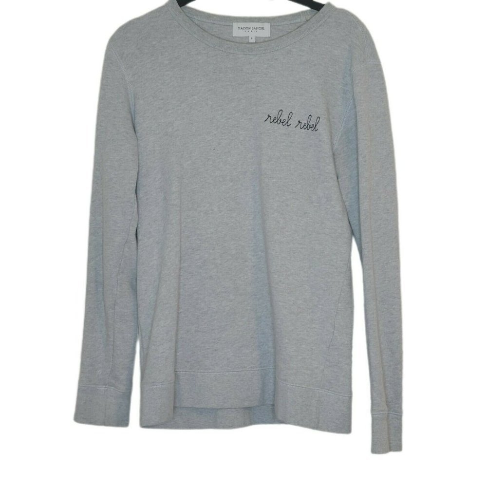 Maison Labiche Rebel Rebel Heather Gray Crew Sweatshirt Size Small